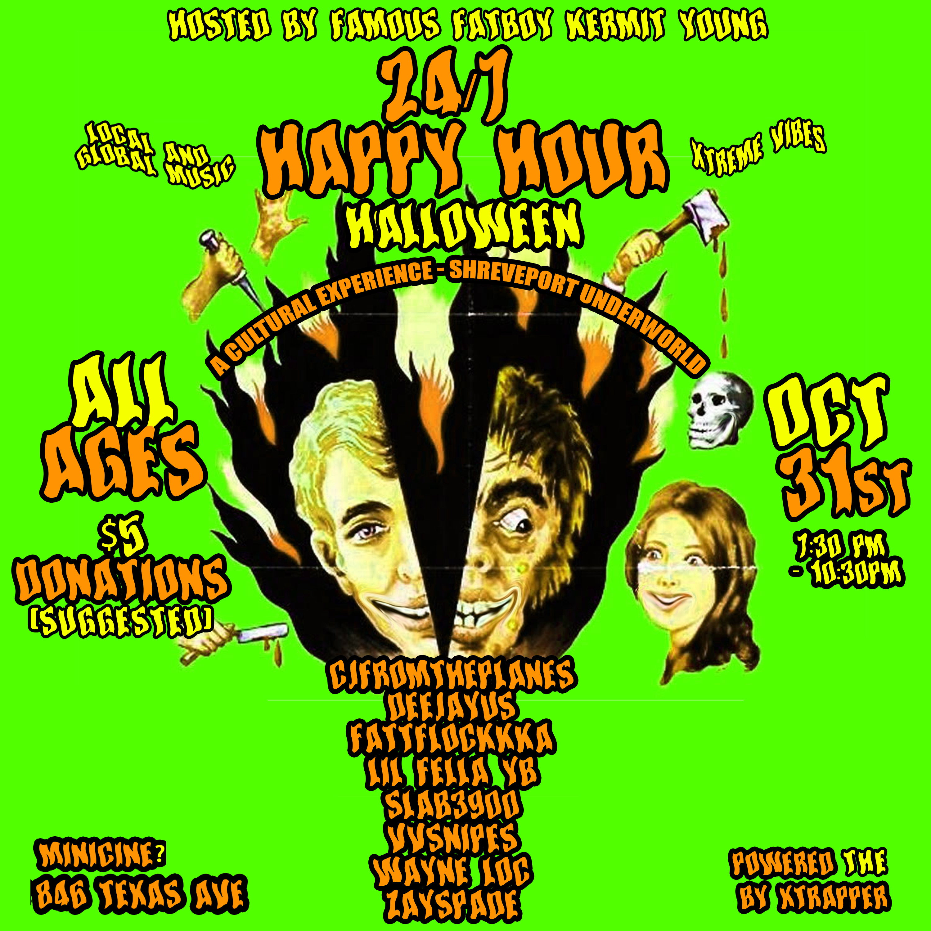 24/7 HAPPY HOUR HALLOWEEN flyer